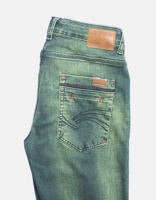 Swirl Slim Fit Denim Green Sludge Jean
