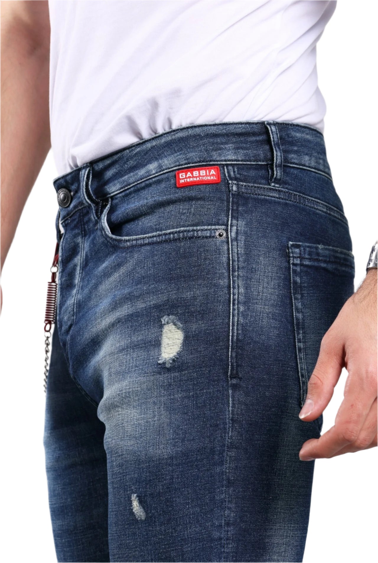 GABBIA Denim Super Slim Fit Blue Ripped Jeans