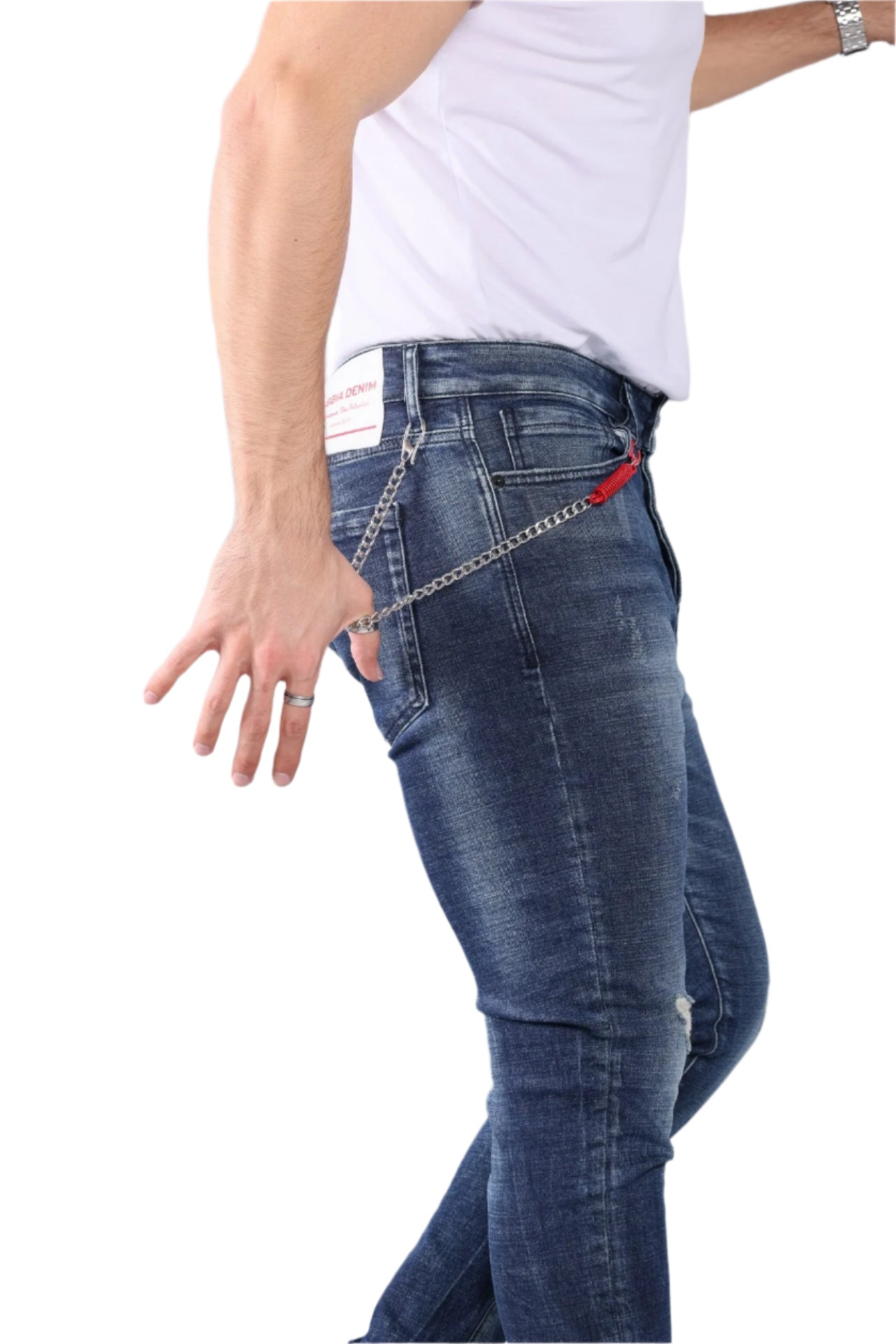 GABBIA Denim Super Slim Fit Blue Ripped Jeans