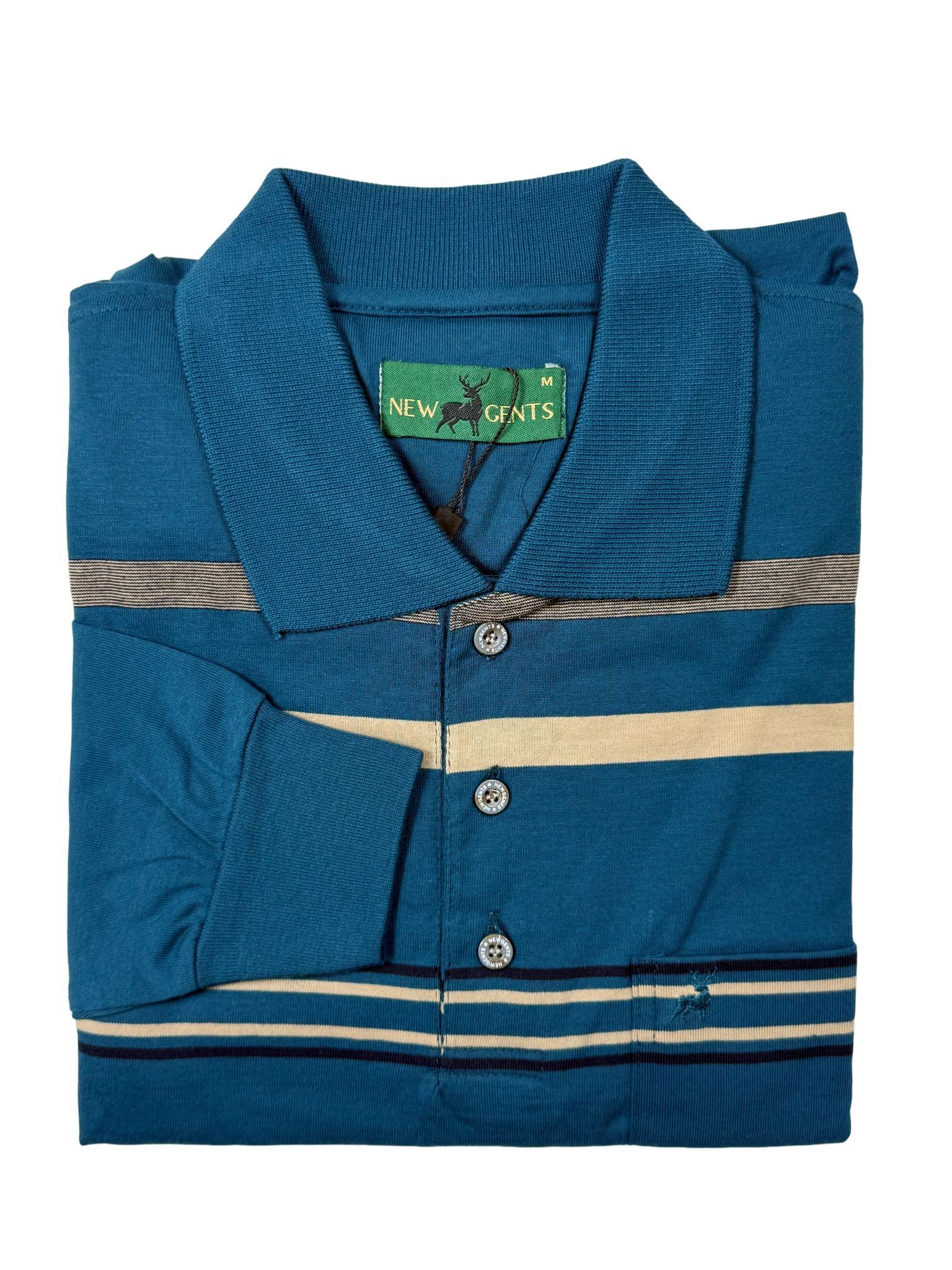 NEW GENTS Blue Striped LS Golfer