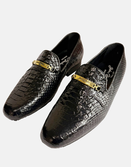 John Drake Black Leather Moccasin