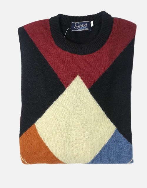 Grant of Scotland Multi Color Argyle Lambs Wool Knitwear