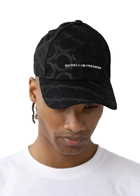 Borelli Black Etorre Embroidered Peak Cap