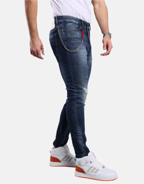 GABBIA Denim Super Slim Fit Blue Ripped Jeans