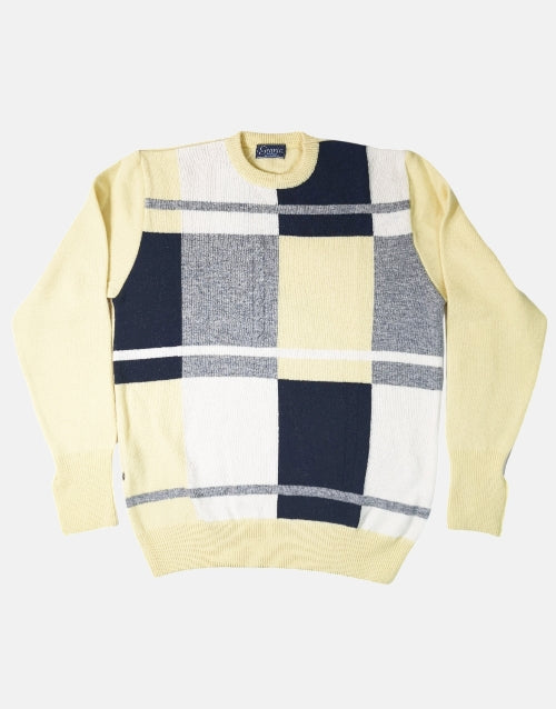 Grant of Scotland Color Block Soda Lambs Wool Knitwear