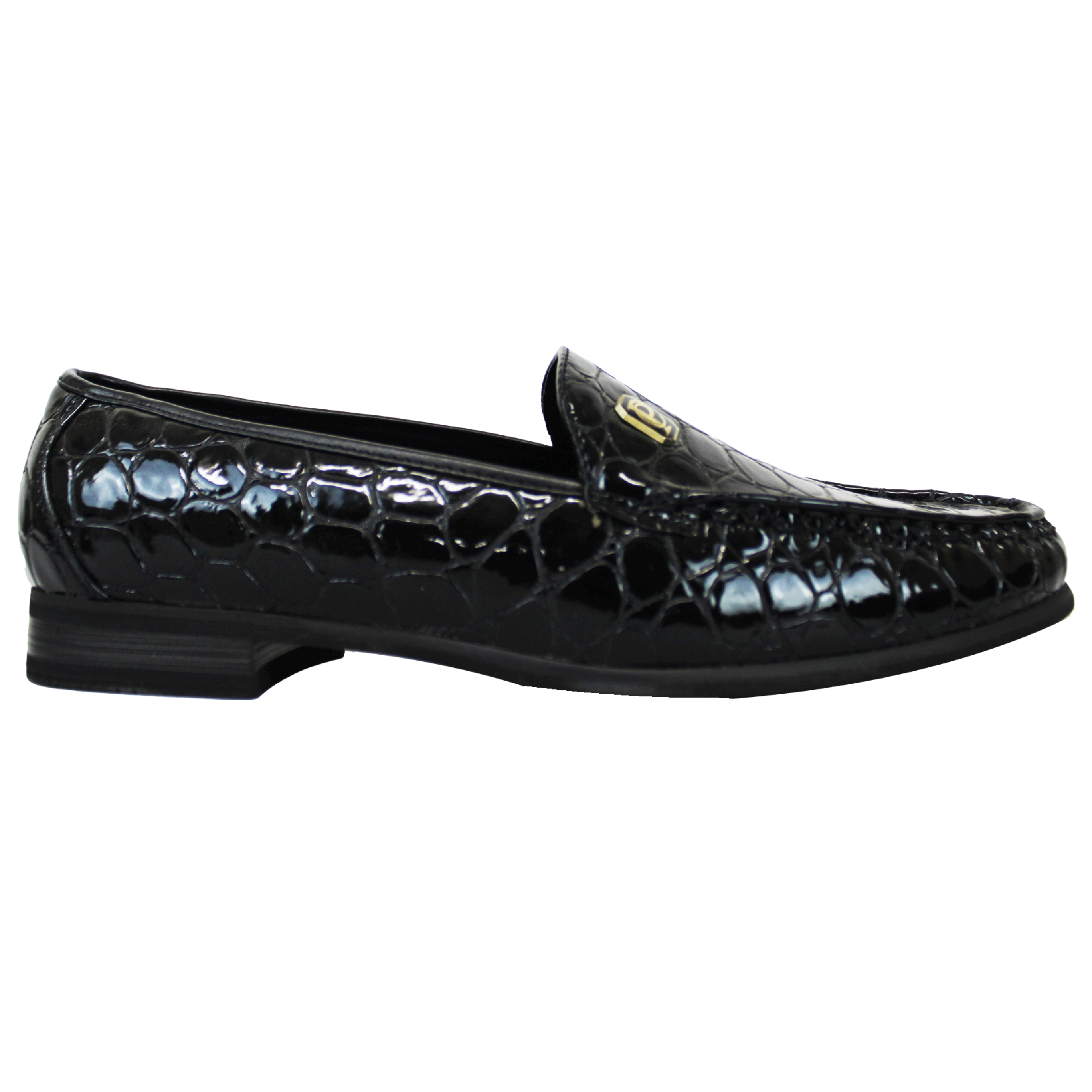 P CROUCH & CO Black Croc Slip On