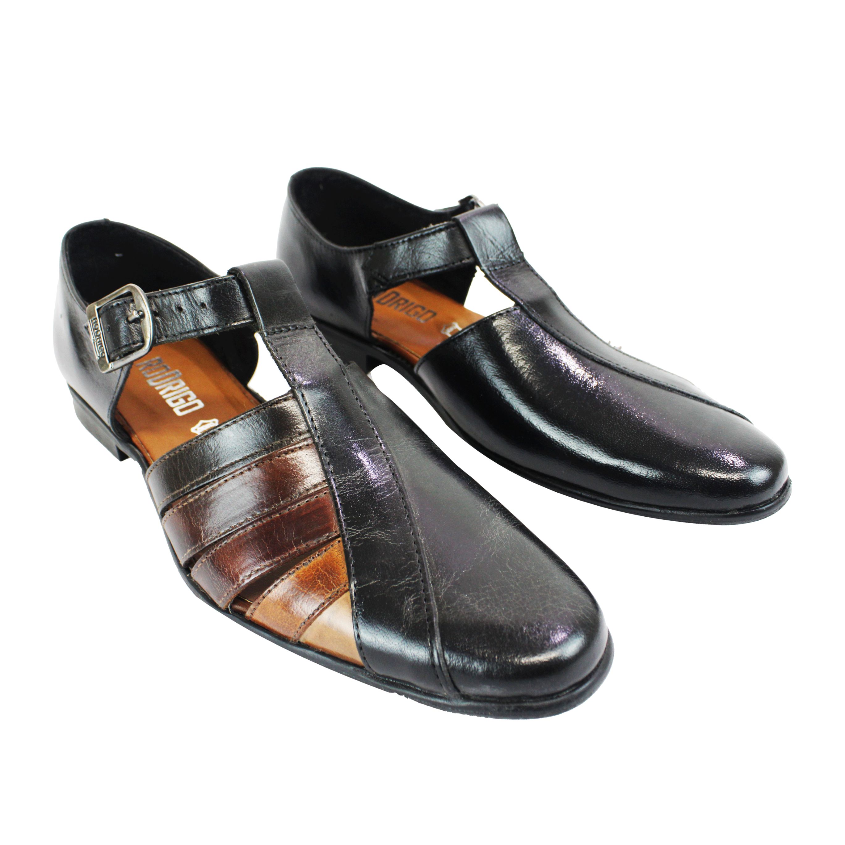 Rodrigo Black Multi Leather Sandal Shoe