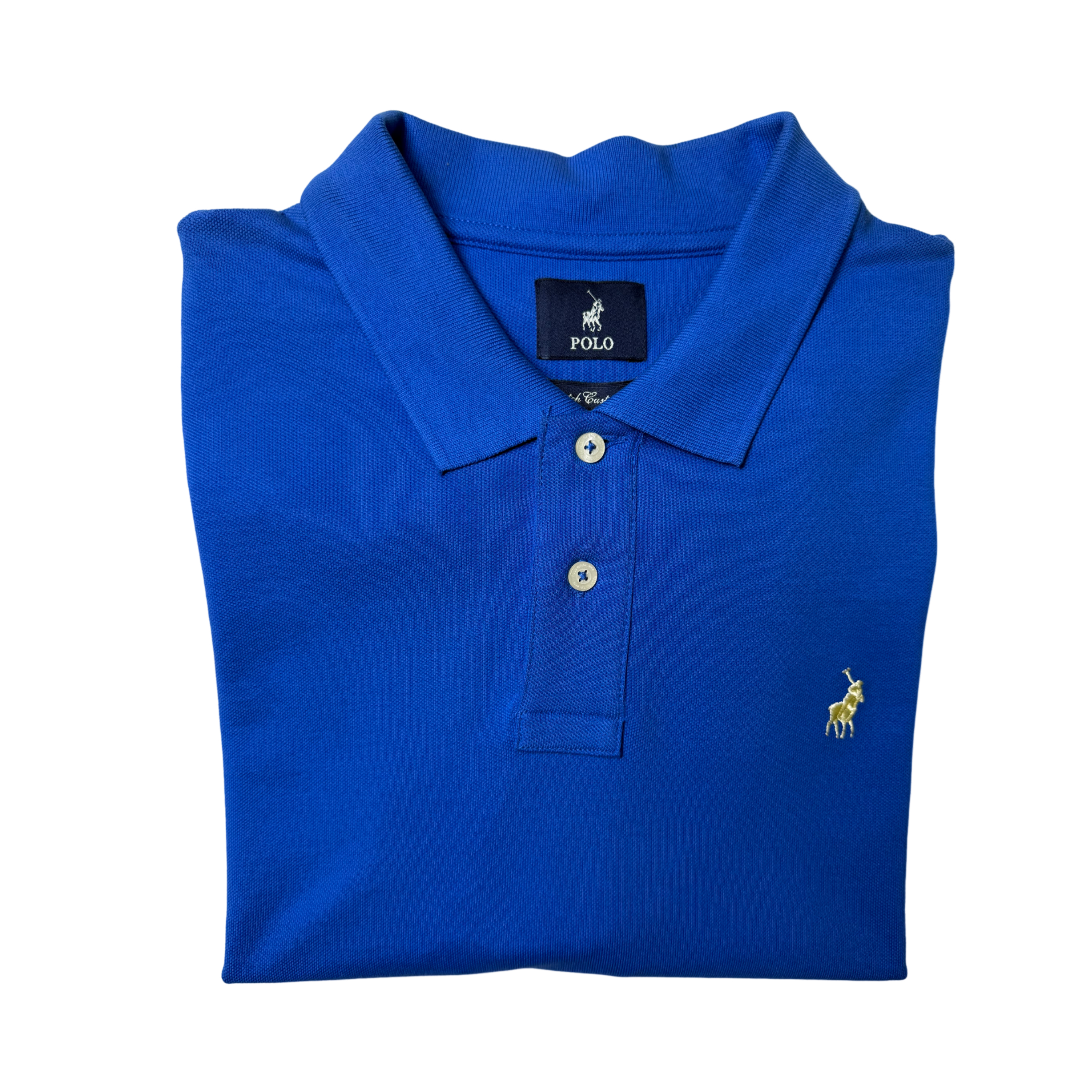 Polo Mens Carter Custom Fit SS Pique Blue Golfer