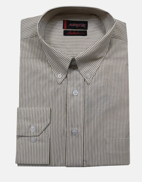 Aero LS Light Brown PinStripe Shirt