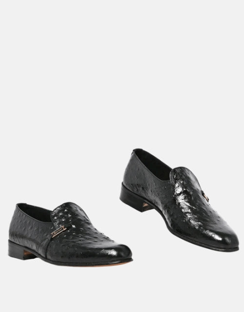 Barker Calvin Ostrich Black Mocassin