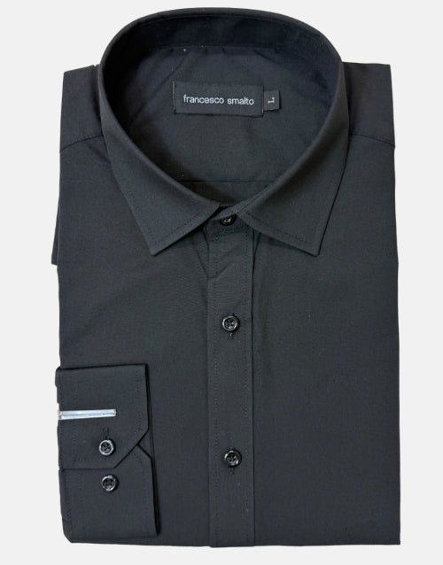 Francesco Smalto LS Slim Fit Black Shirt