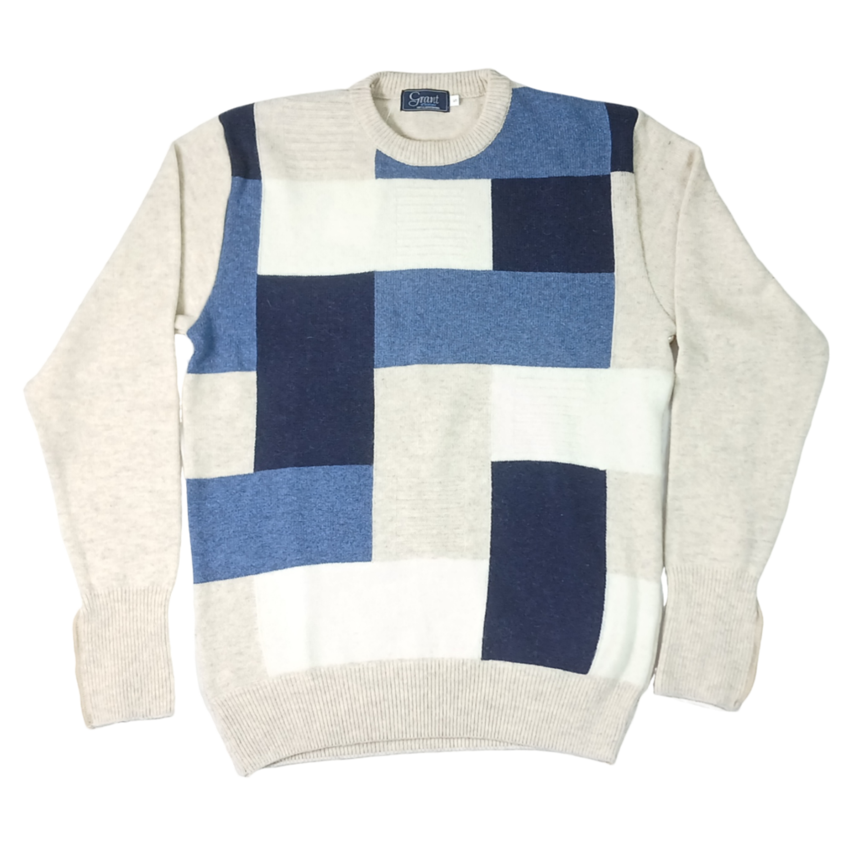 Grant of Scotland Color Block Oat Lambs Wool Knitwear