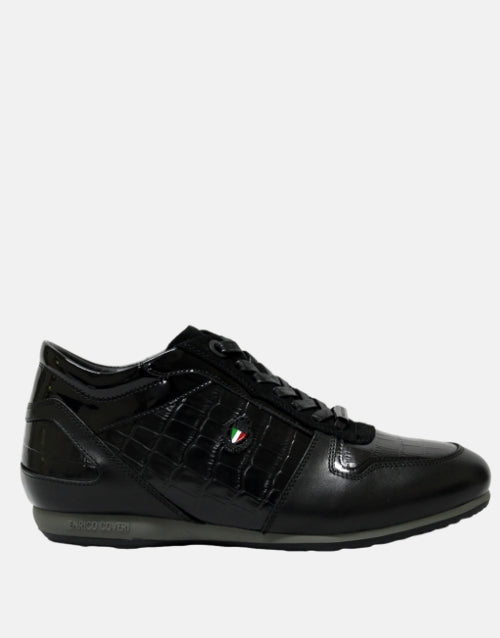 ENRICO COVERI Italia Leather Black Lo Sneaker