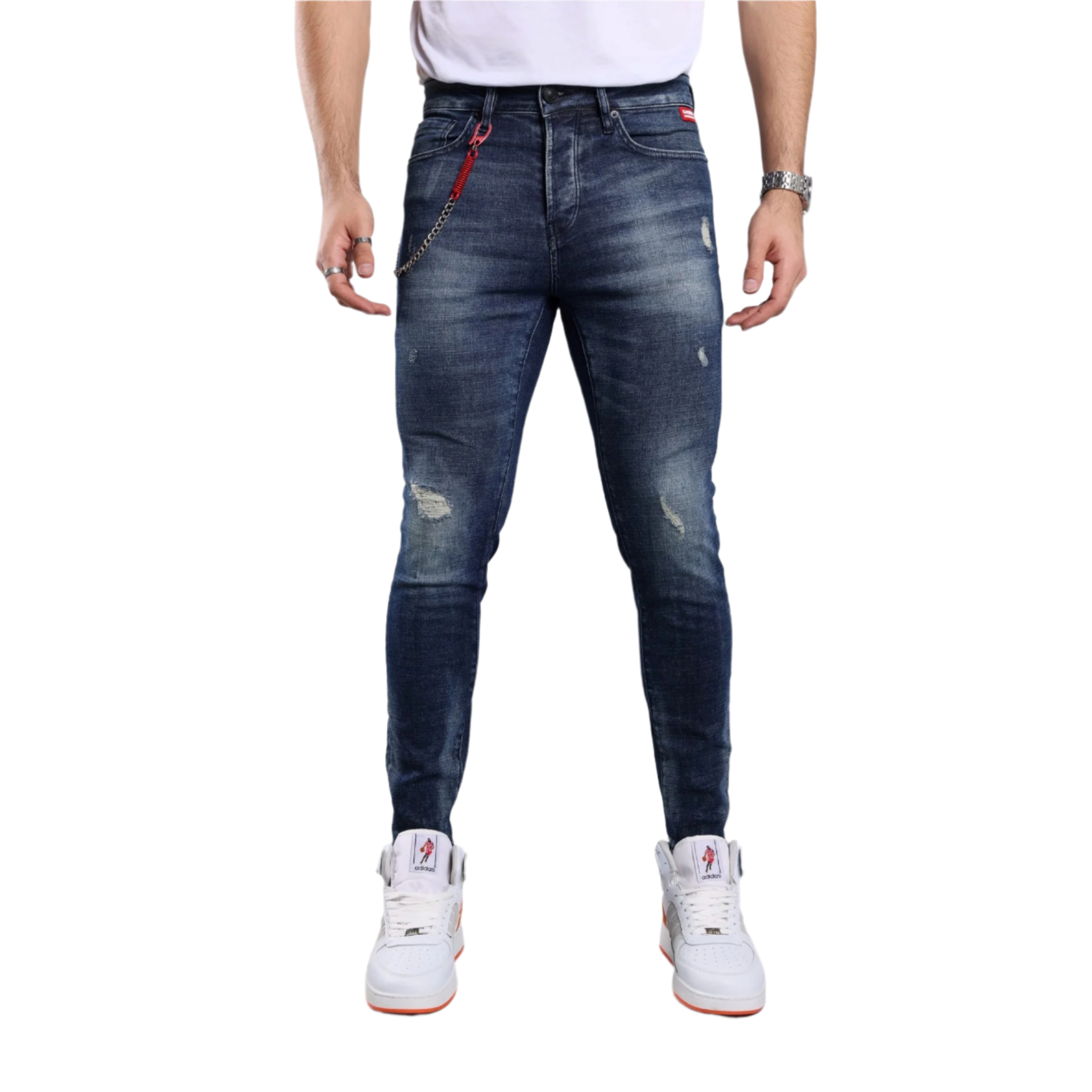 GABBIA Denim Super Slim Fit Blue Ripped Jeans