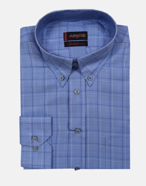 Aero LS Light Blue Check Shirt