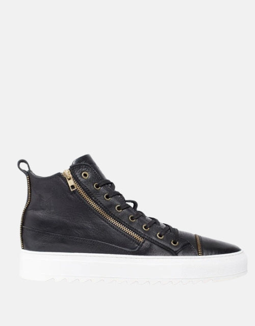 MMS Leather Black Boot 1/4 Zip Italian Sneaker