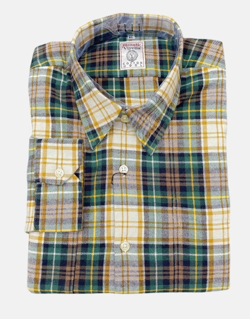 VIYELLA London Flannel Monatic LS Khaki Green Shirt