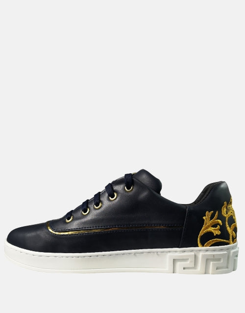 Gian Luca Leather Versac Navy Sneaker