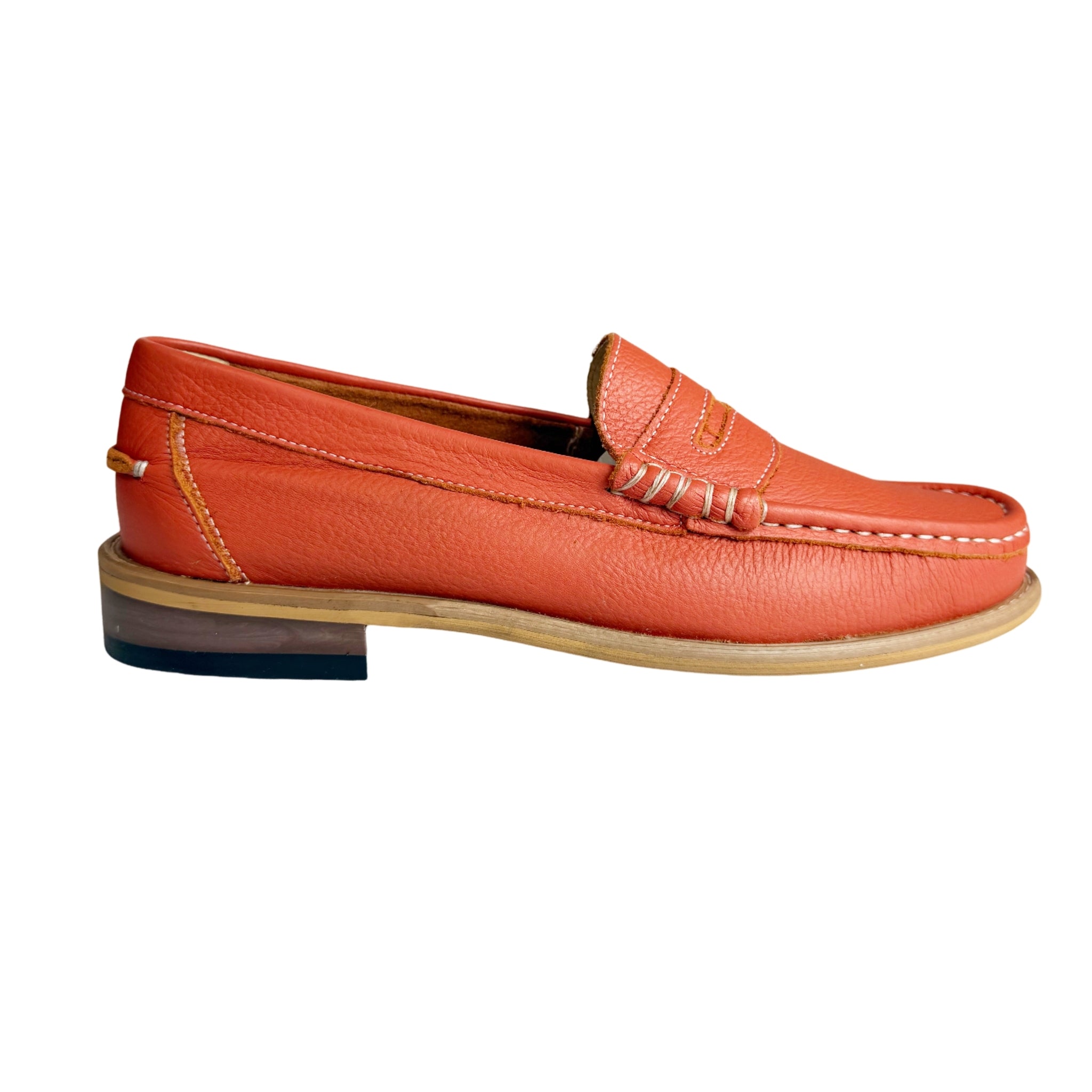 John Drake Leather Rust Orange Penny Moccasin