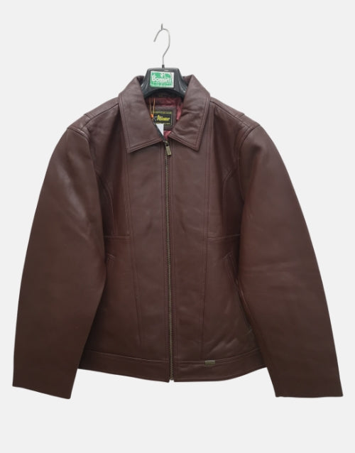 Pointer Original Leather Bunny Zip Burgundy Jacket