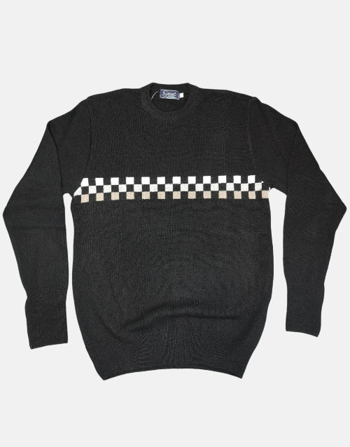 Grant of Scotland Color Block Black LambsWool Knitwear