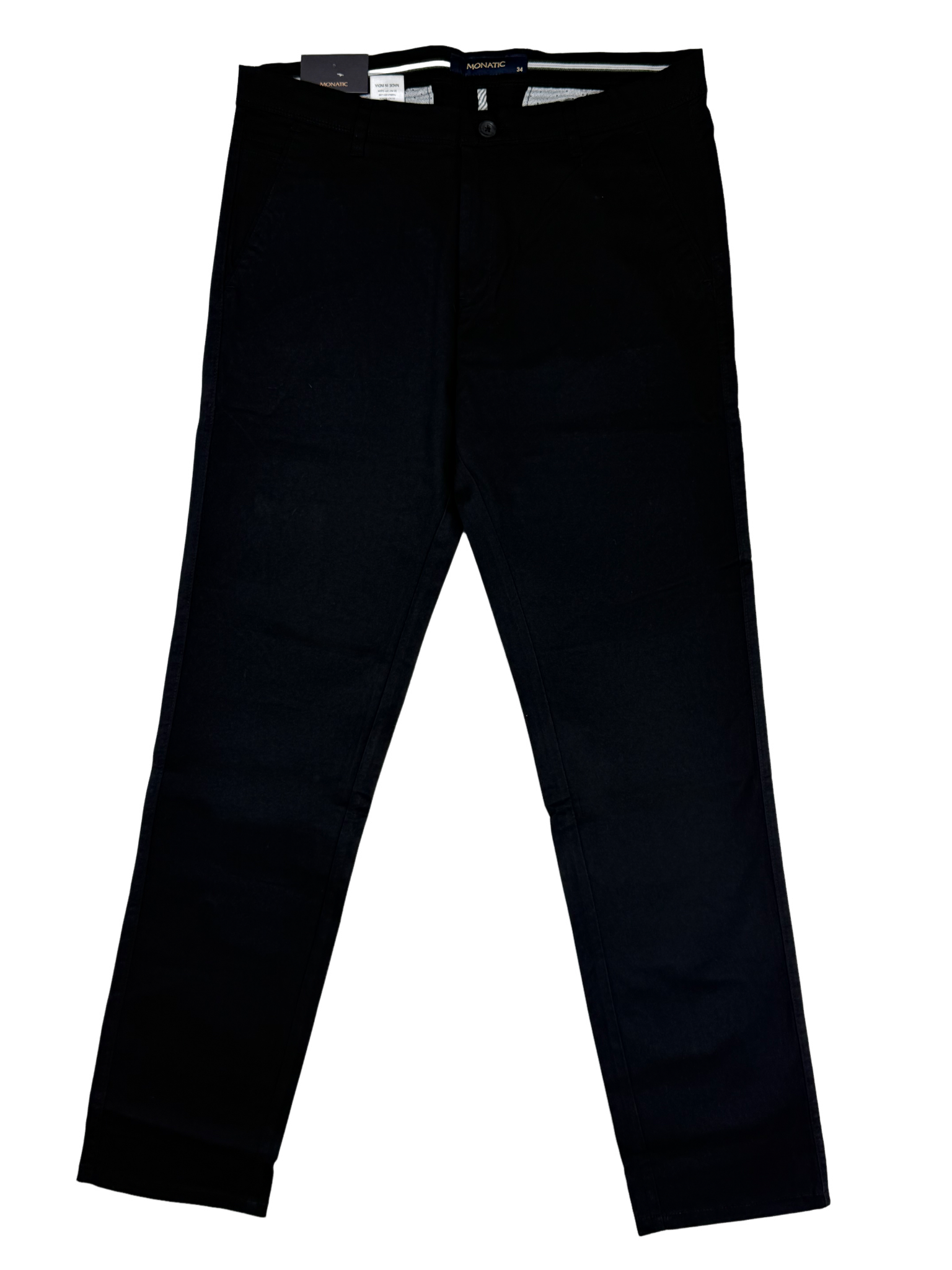 Monatic Black Tailored Fit Black Chinos