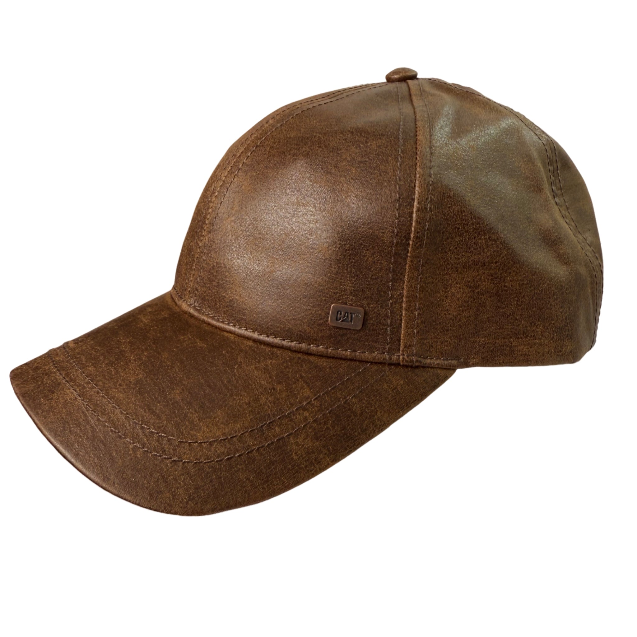 Caterpillar Faux Brown Leather Cap