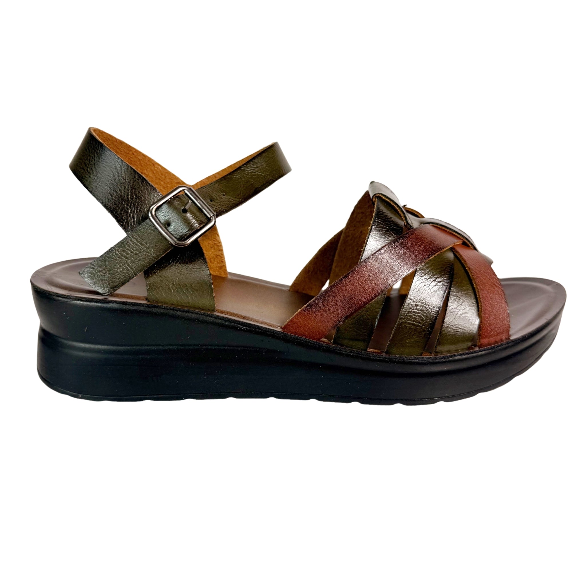 Ladies Carlo Bossi Platform Olive Sandals