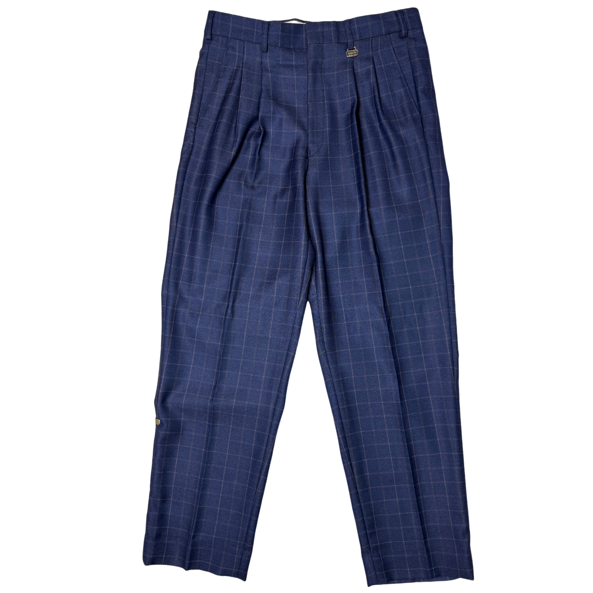 Navada Navy 2 Pleat Check Trouser