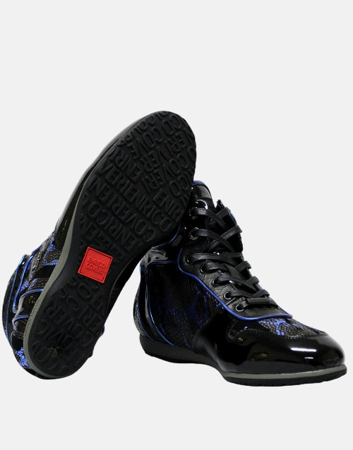 ENRICO COVERI Italian Black Blue Leather Boot