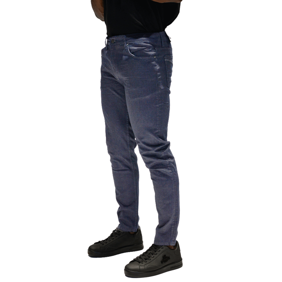 Pure Premium Wax Coated Navy Blue Fit Jeans