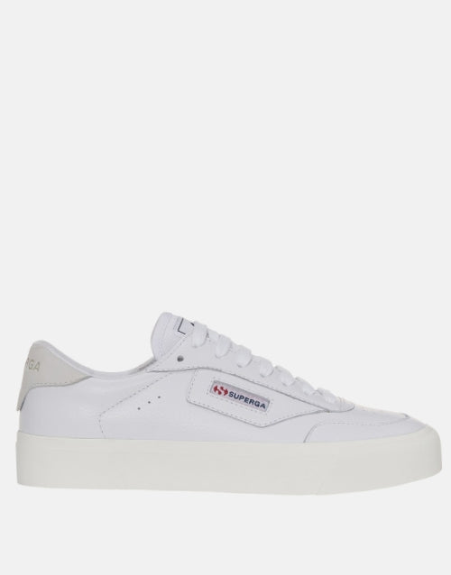 SUPERGA Leather White Court Avorio Sneaker