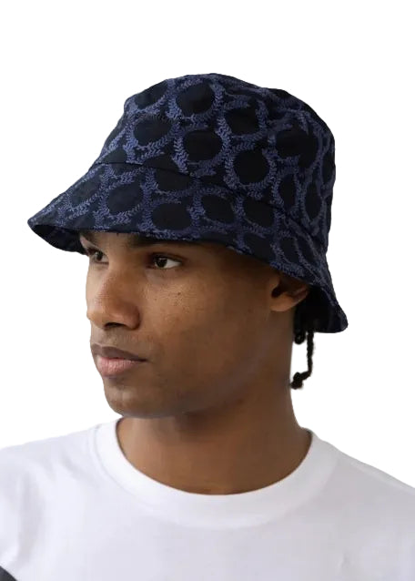 Borelli Navy Guiseppe Embroidered Bucket Hat