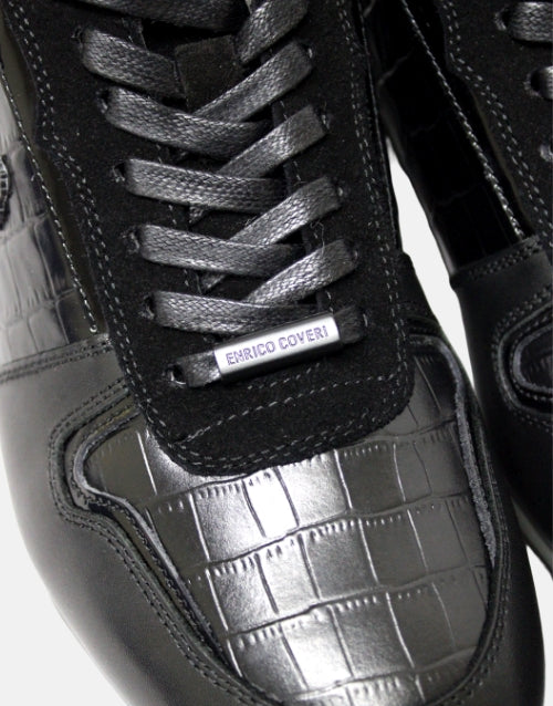 ENRICO COVERI Italia Leather Black Lo Sneaker