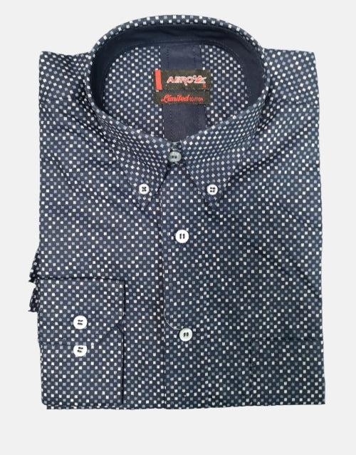 Aero LS Navy Block Shirt