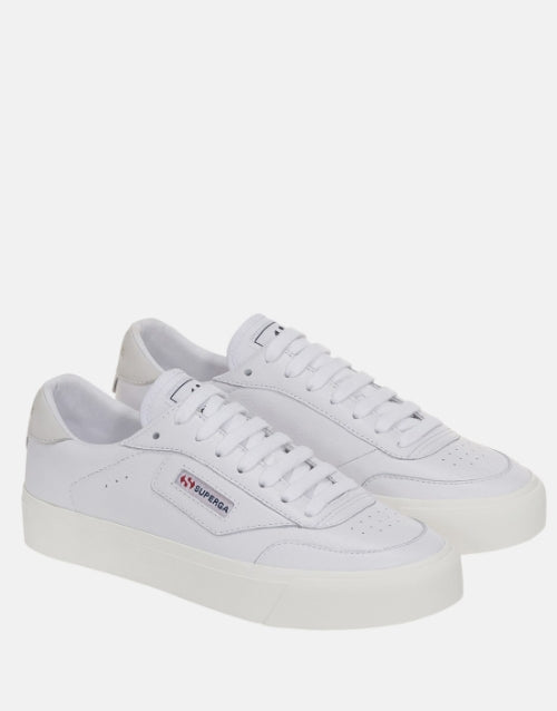 SUPERGA Leather White Court Avorio Sneaker