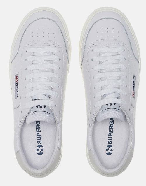 SUPERGA Leather White Court Avorio Sneaker