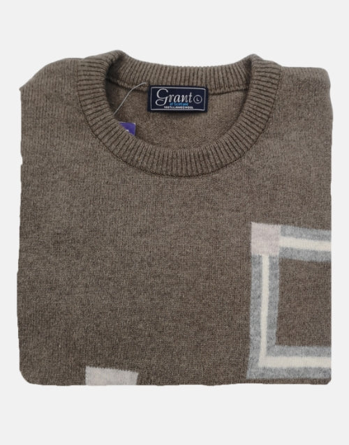 Grant Of Scotland LambsWool Khaki Knitwear Jersey