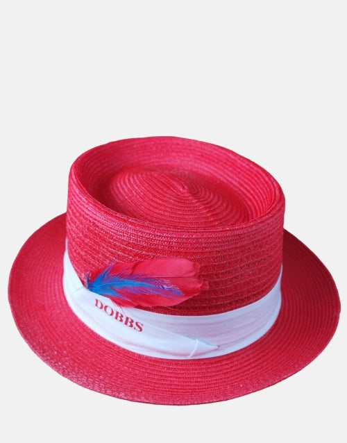 Dobbs Red Sinatra Straw Fedora Hat