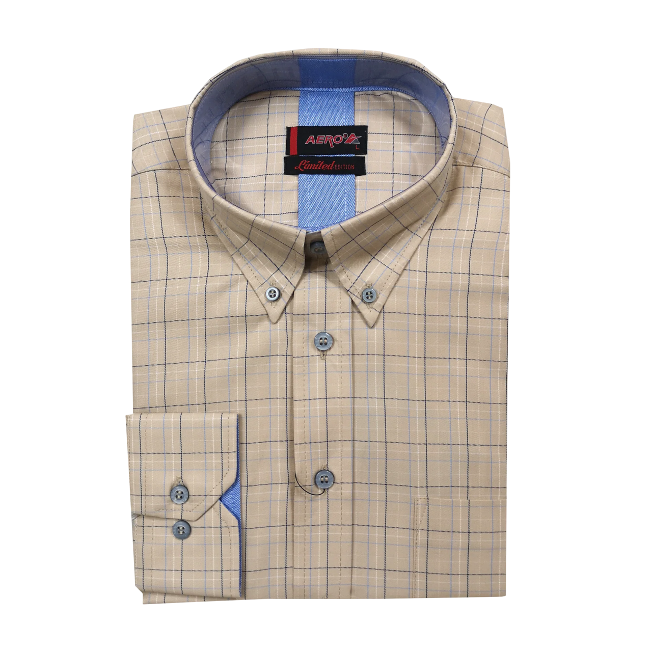 Aero LS Khaki Check Shirt