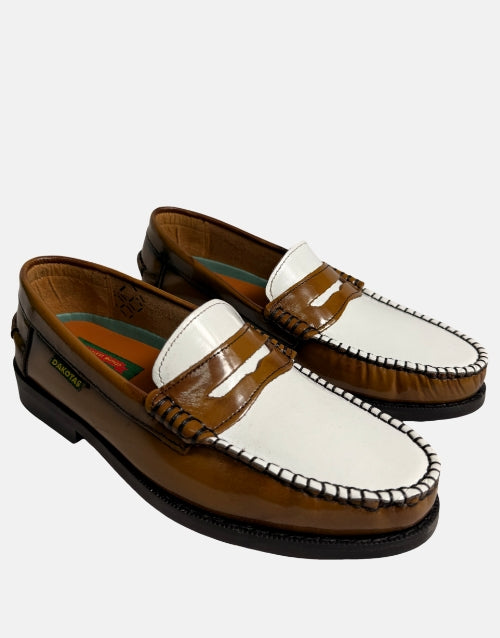 Dakotas Leather Tan & White Moccasin Shoe