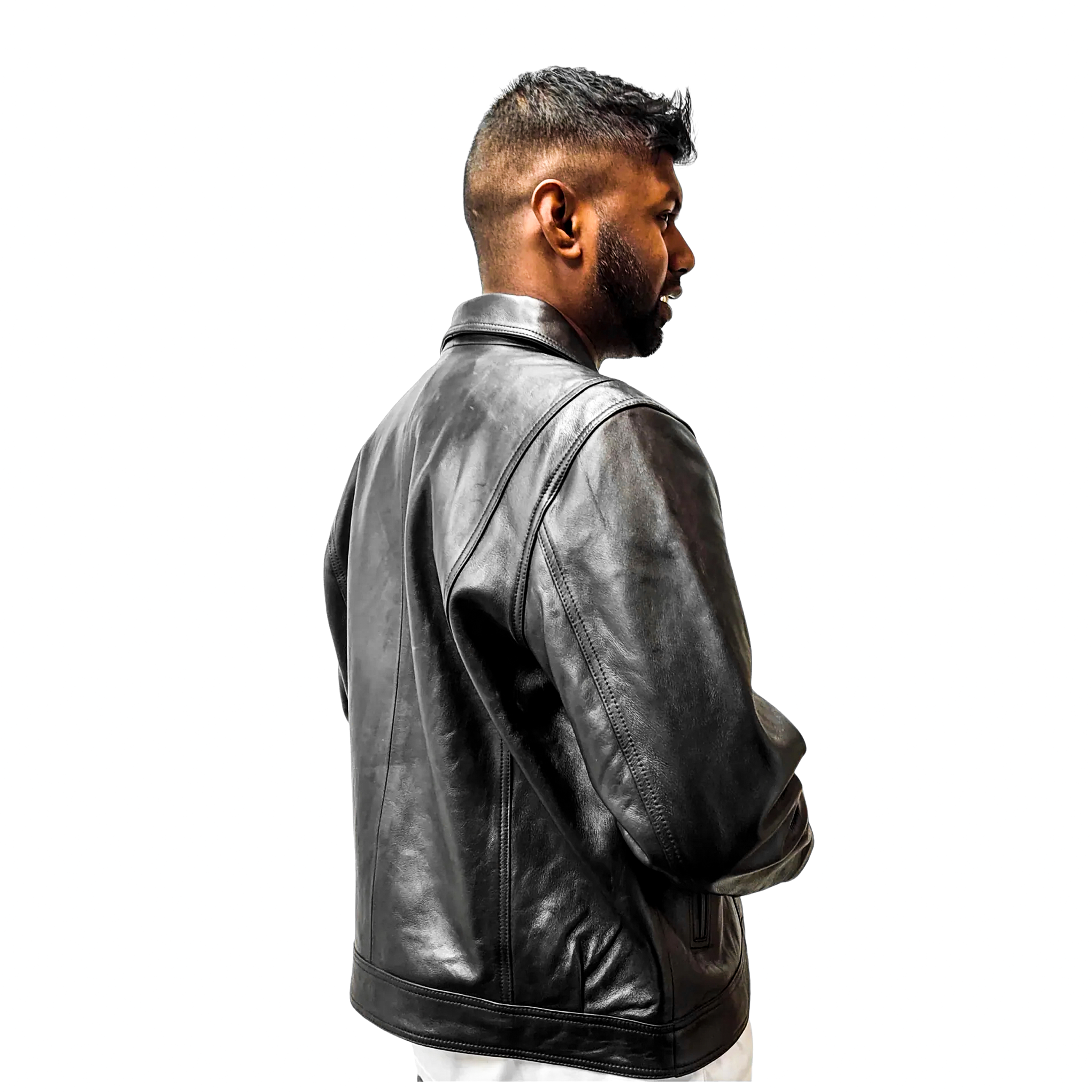 Pointer Original Leather Black Bunny Zip Jacket