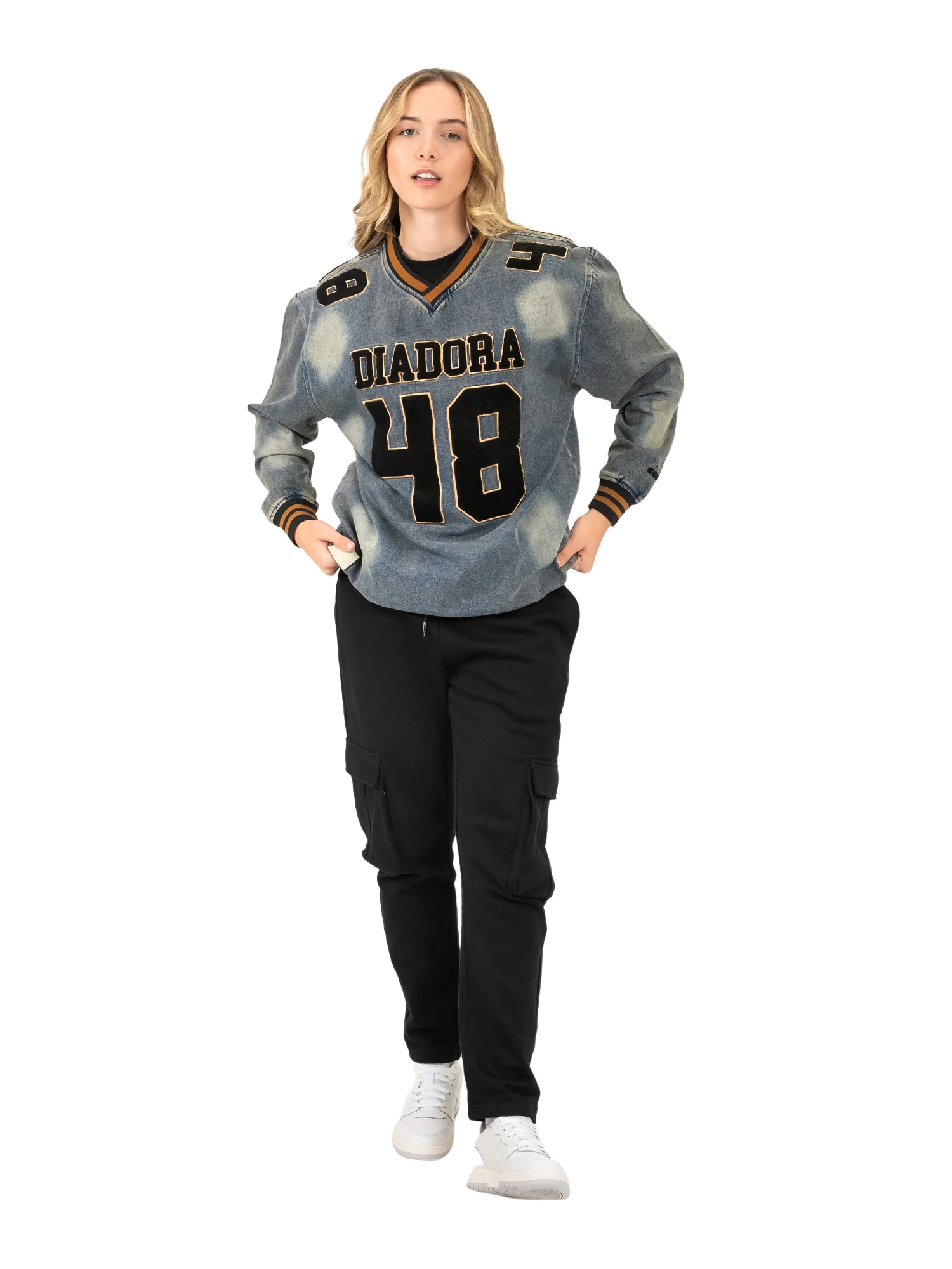 Diadora Dark Denim Piero V Neck Sweater