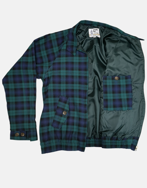 LONDON FOG Harrington CHECK HUNTING GREEN JACKET
