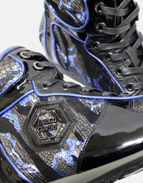 ENRICO COVERI Italian Black Blue Leather Boot