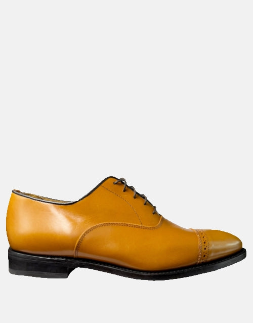 SAXONE Leather Tan Toe Cap Shoe
