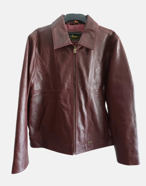 Pointer Original Leather Bunny Zip Burgundy Jacket