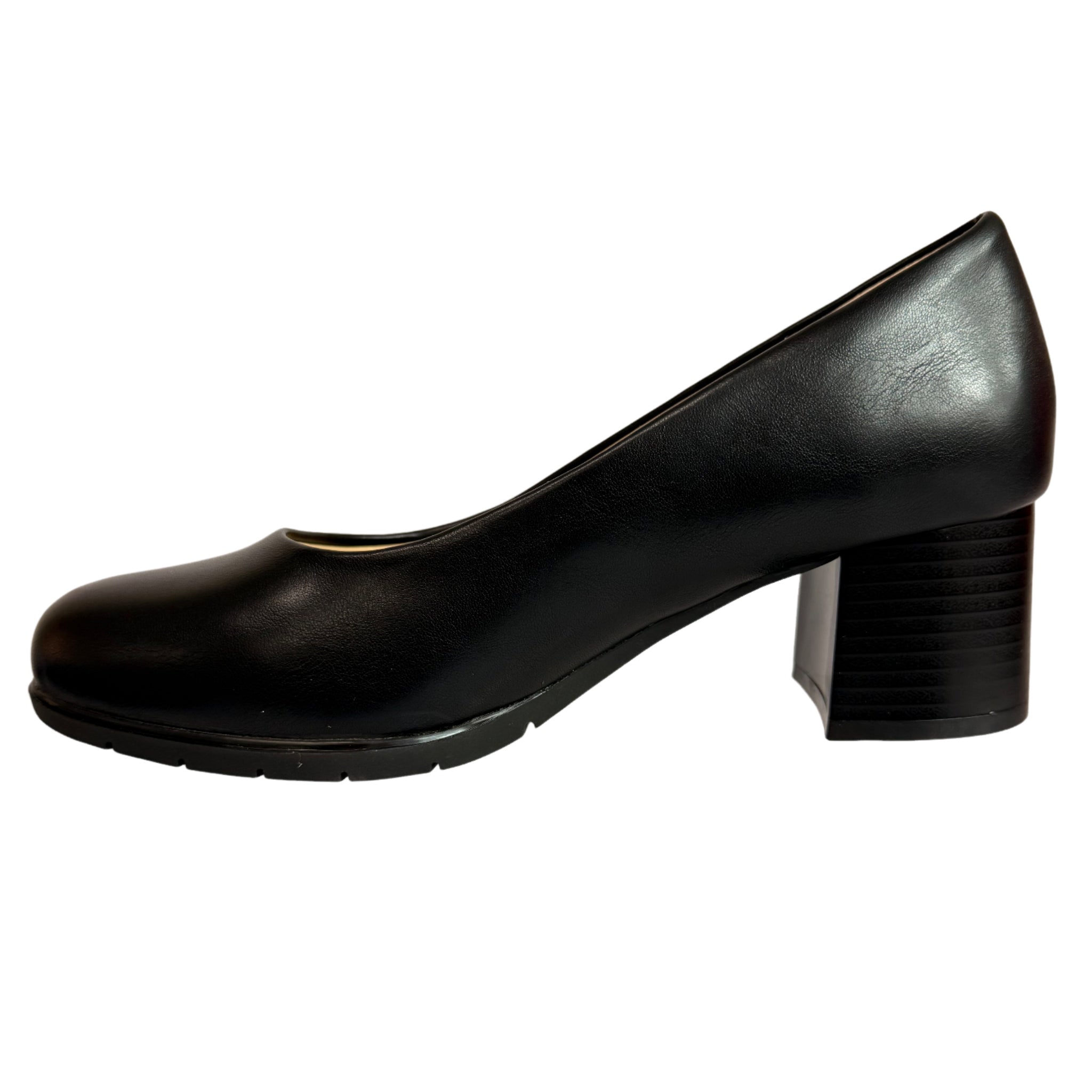 Ladies Foot Flex Black Block High Heel