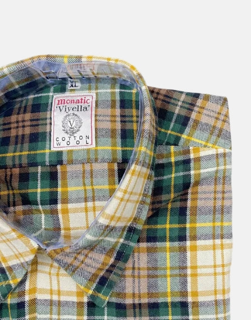 VIYELLA London Flannel Monatic LS Khaki Green Shirt