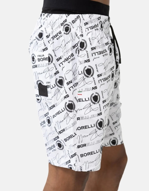 Borelli Curzio White Allover Print Cotton Short